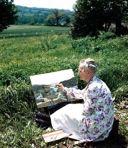 Grandma Moses Painting On The Hillside