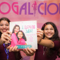 The WhollyART sisters at Blogalicious with their book, I Love ME!